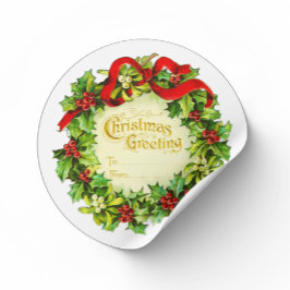 Vintage kerstcadeauetiketten van mij naar jullie L Ronde Sticker