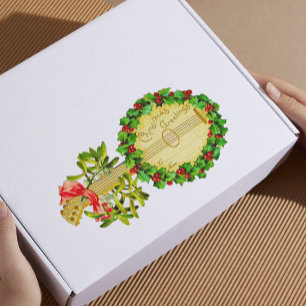 Vintage kerstcadeauetiketten van mij naar jullie L Sticker