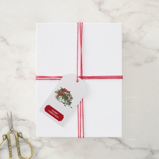 Vintage kerstcadeaufeestdag cadeaulabel (Met Touw)