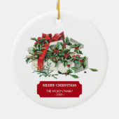 Vintage kerstcadeaufeestdag keramisch ornament (Achterkant)