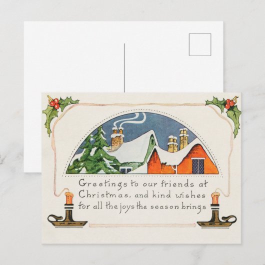 Vintage kerstcadeaukaart feestdagenkaart (Voorkant / Achterkant)