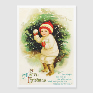 Vintage kerstcadeaukaart Snowball Fight Holiday Ca