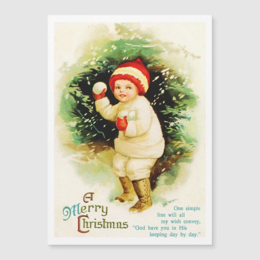Vintage kerstcadeaukaart Snowball Fight Holiday Ca (Voorkant)