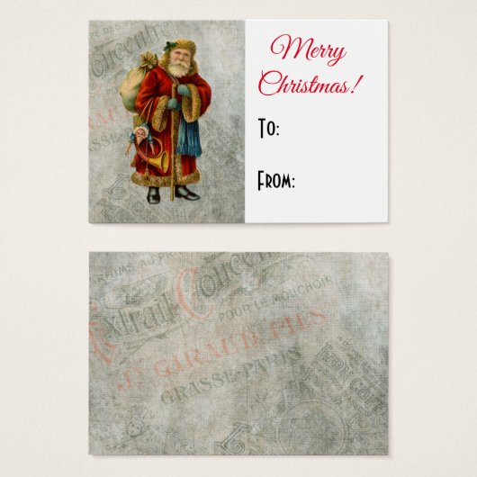 Vintage kerstcadeaukaart visitekaartje (Voorkant /achterkant)