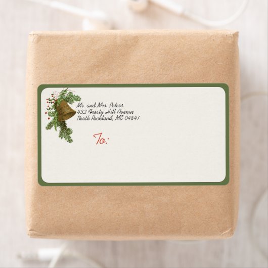 Vintage-kerstcadeaulabel (Evergreen) Etiket (Insitu)