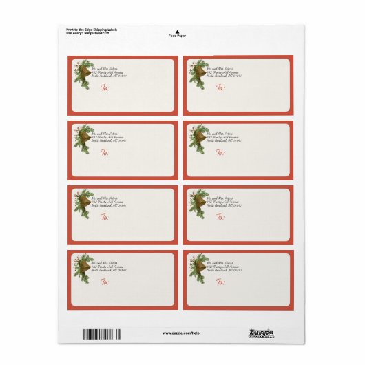 Vintage-kerstcadeaulabel (Evergreen) Etiket (Full Sheet)