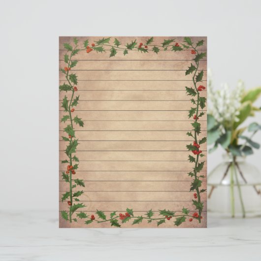 Vintage kerstcadeaupapier met briefing (Staand voorkant)