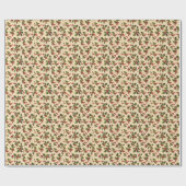 Vintage kerstcadeaupapier met Holly Gift Wrapping  Cadeaupapier (Vlak)