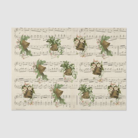 Vintage-kerstcadeaupapier voor muziek tissuepapier (Voorkant)