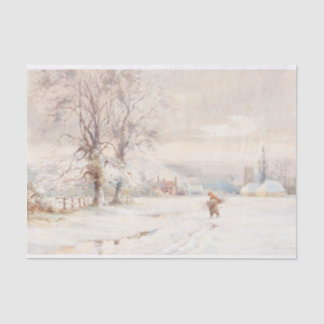 Vintage-kerstcadeaupapier WINTER LANDSCAPE Tissuepapier