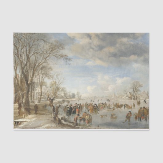 Vintage-kerstcadeaupapierWINTER IN HOLLAND Tissuepapier (Voorkant)