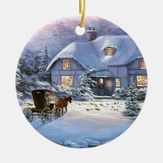 Vintage kerstcadeaus keramisch ornament (Voorkant)