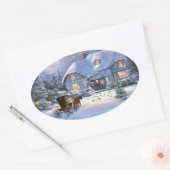 Vintage kerstcadeaus ovale sticker (Envelop)