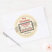 Vintage-kerstcadeausticker Ronde Sticker (Envelop)