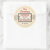 Vintage-kerstcadeausticker Ronde Sticker (Tas)
