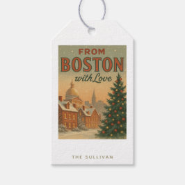 Vintage Kerstcadeautags uit Boston met Liefde Cadeaulabel