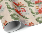 Vintage kerstcadeautje Angels Holiday Cadeaupapier (Rol Hoek)