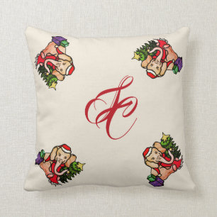 Vintage-kerstcadeautje Elephant-monogram Kussen