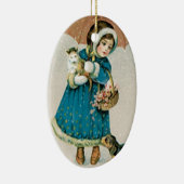 Vintage kerstcadeautje en hond keramisch ornament (Rechts)