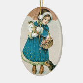 Vintage kerstcadeautje en hond keramisch ornament (Links)
