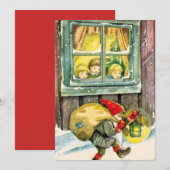 Vintage-kerstcadeautje met cadeautjes feestdagenkaart (Voorkant / Achterkant)