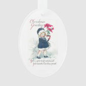 Vintage kerstcadeautje ornament (voorkant)