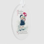 Vintage kerstcadeautje ornament (voorkant)