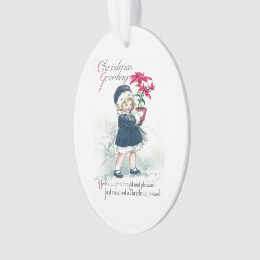 Vintage kerstcadeautje ornament (voorkant)