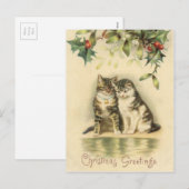 Vintage kerstcadeautjes, keukenkatten feestdagenkaart (Voorkant / Achterkant)