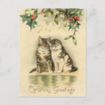 Vintage kerstcadeautjes, keukenkatten feestdagenkaart<br><div class="desc">Vintage kerstcadeautjes</div>