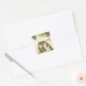 Vintage kerstcadeautjes, keukenkatten vierkante sticker (Envelop)