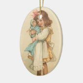 Vintage kerstcadeautjes meisje met Doll Keramisch Ornament (Links)