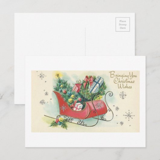 Vintage kerstcadeautjes voor kerstcadeaus feestdagenkaart (Voorkant / Achterkant)