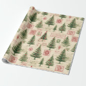Vintage kerstcadeauverpakking cadeaupapier (Uitgerold)