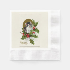 Vintage-kerstcadeauwitboek Napkin Servetten