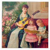 Vintage kerstcarol, 1888 lithograaf, tegeltje (Voorkant)