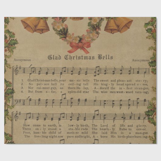 Vintage kerstcarol — Muziekblad Cadeaupapier (Vlak)