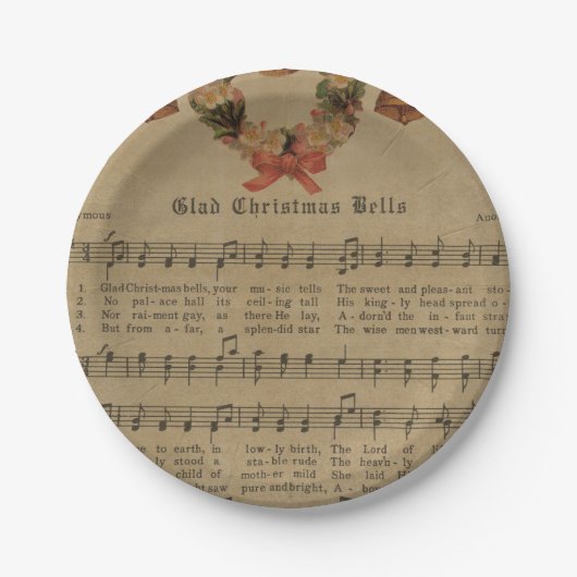 Vintage kerstcarol — Muziekblad Papieren Bordje (Voorkant)