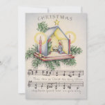 Vintage kerstcarol Nativiteitsscène Feestdagenkaart<br><div class="desc">Vintage kerstkaartje voor kerstcadeautjes voor kerstcadeautjes.</div>