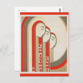 Vintage-kerstcarol WPA-retro Briefkaart (Voorkant / Achterkant)