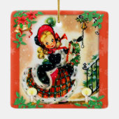 Vintage KerstCaroler Keramisch Ornament (Achterkant)