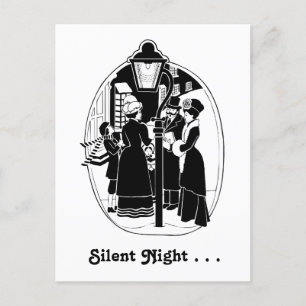 Vintage KerstCarolers die Black White zingen Briefkaart