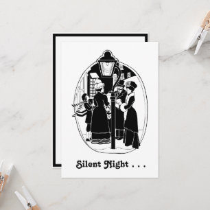 Vintage KerstCarolers die Black White zingen Kaart