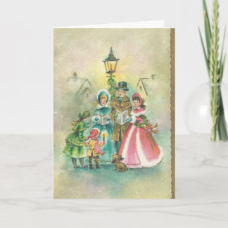 Vintage KerstCarolers Feestdagen Kaart