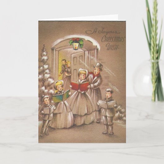 Vintage KerstCarolers Feestdagen Kaart (Voorkant)