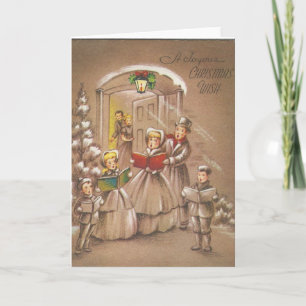 Vintage KerstCarolers Feestdagen Kaart