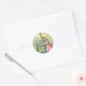 Vintage KerstCarolers Ronde Sticker (Envelop)