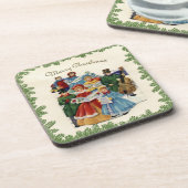 Vintage kerstCarolers set van kurk-Onderzetters Onderzetter (Linkerzijde)