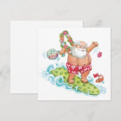 Vintage kerstCartoon Surfing Santa Claus Feestdagenkaart (Voorkant / Achterkant)