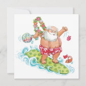 Vintage kerstCartoon Surfing Santa Claus Feestdagenkaart (Voorkant)